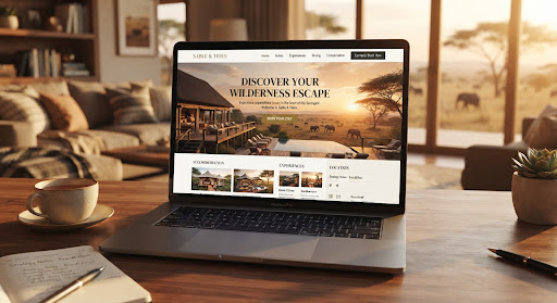 Hospitality website displayed on a laptop, showing a direct-booking experience